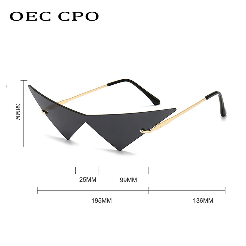 Oversized Eye Cat (OEC) Rimless Sunglasses