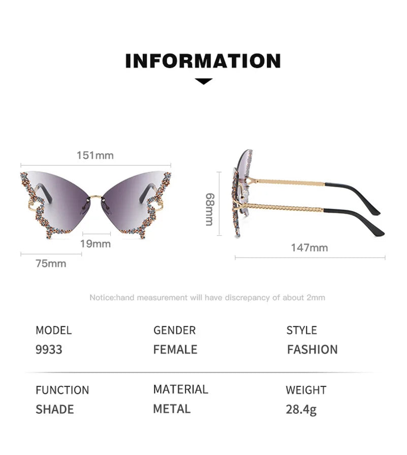 Luxury Diamond Butterfly Sunglasses